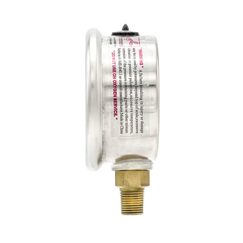 Liquid Filled Lower Mount Pressure Gauge with 2" Dial, 0-2000 PSI, 1/8" Male NPT Connection, Stainless Steel CASE and Bezel (1)