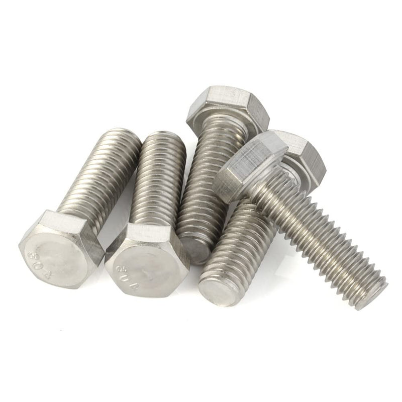 M8-1.25 x 20mm Hex Head Bolts Hexagon Screws, 304 Stainless Steel 18-8, Plain Finish, Fully Threaded, 25 PCS M8 x 20mm