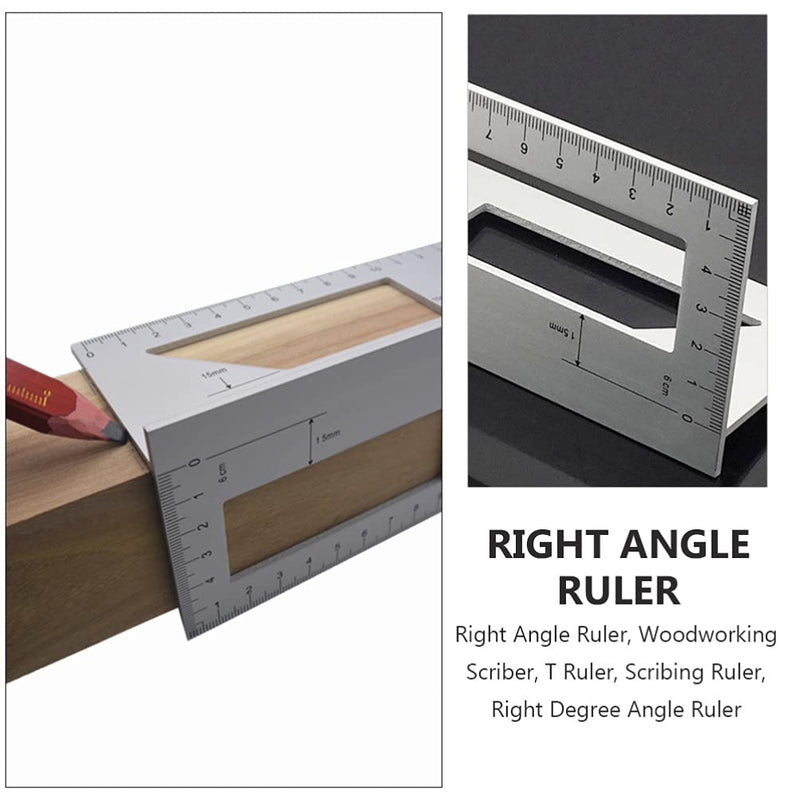 Healifty T Square Ruler Saddle Layout Square Gauge Woodworking Scribing Ruler 3D Angle 45/90 Degree Measuring Template Tool Aluminum Alloy for Carpenter T