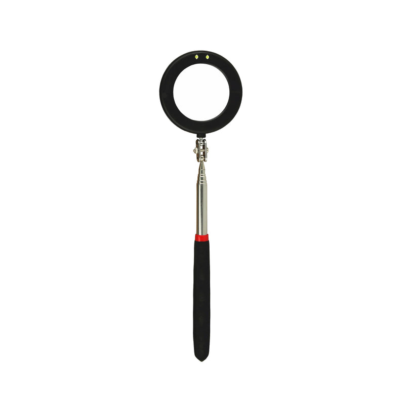 Telescoping Inspection Mirror with 2 Light Small circular mirror Square mirror- Flexible and Shower Use mirror on a stick and Extendable Mechanic Tool for Automotive