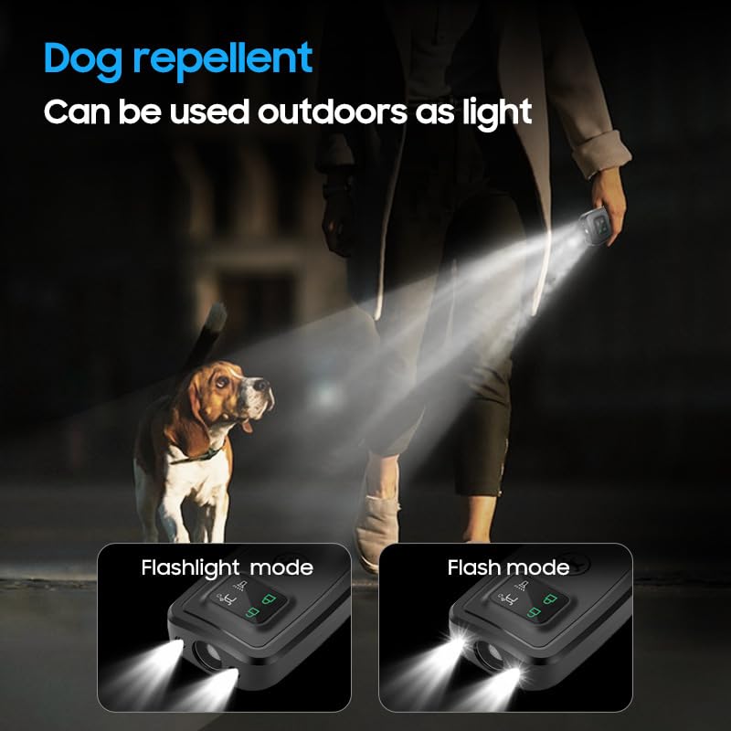 Dog Bark Deterrent Devices 2025 Ultrasonic Dog Repeller,Indoor Outdoor Bark Control Device with LED Flashlight,Barks No More Dog Training Device Tool,Black Black