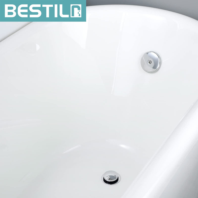 BESTILL Single Hole Bathtub Drain Overflow Plate Kit, Chrome