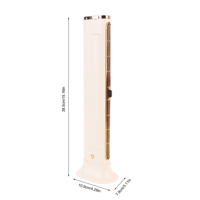 Fockety Portable Desk Fan, USB Rechargeable Powerful Wind Space Saving Small Tower Fan Bedroom Bladeless Desk Fan Desk Tower Fan Desk Table Fan for Bedroom Home Office Desktop (Cream Cream White