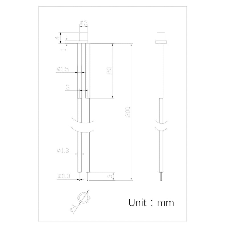 100pcs 3mm Blue Lights LED Diodes Flat Lens 29mm Long Lead (DC 3V) +100pcs Resistors (for DC 6-12V) Included, Bright Bulb Lamps Light Emitting Diode [08] Blue / 100pcs 3mm Flat Top