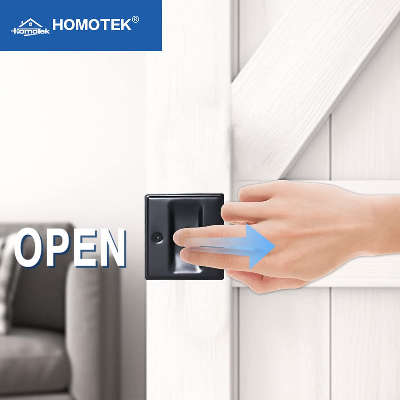 HOMOTEK Passage Sliding Door Pull Black Without Switch Plate- Replace Old Or Damaged Pocket Door Pull Quickly and Easily, 2-3/4”x2-1/2”, for 1-3/8” Thickness Door 1 Pack No Lock-Black