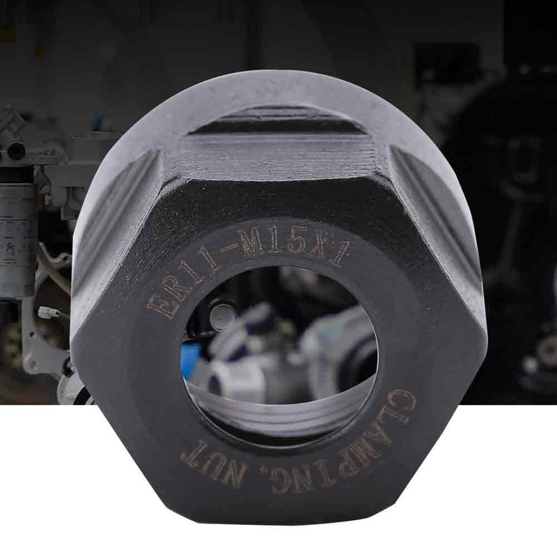 1Pcs Er11 Type Collet Clamping Nuts, Er11 Mutter M15 X 1 Nut Chuck Holder Clamping Bit (M15*1 ER11A) Black M15*1 ER11A