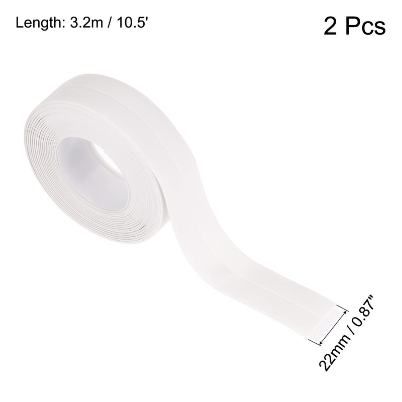 uxcell Waterproof Seal Caulk Strip Tape Self Adhesive 0.87" W x 10.5'L PVC Sealing Tape for Kitchen Bathroom White 2Pcs 0.87"