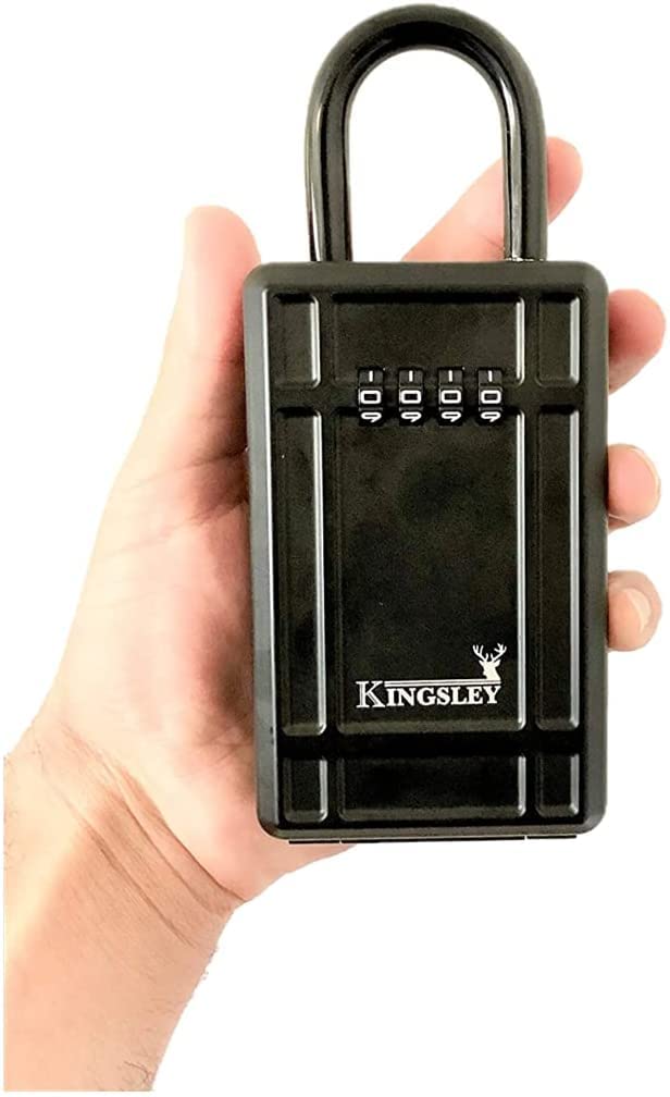 Kingsley KL313 Large Capacity Key Storage Box with Resettable Code, Water Resistant Realtor Key Lock Box for Spare Keys, Lock Box for Home, Apartment, AirBnB Large Hanging Lock Box