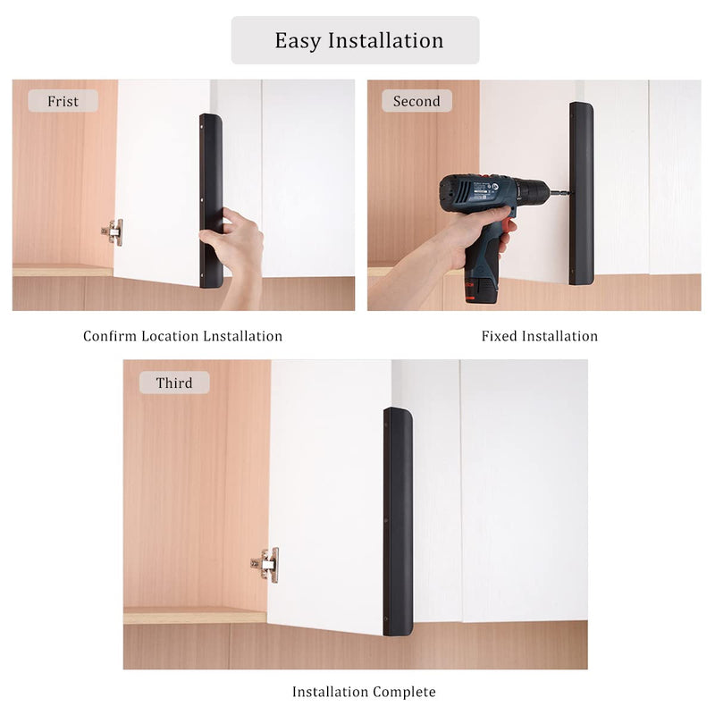 Satanga Edge Black Finger Pull for cabinets Kitchen Concealed Drawer pulls Aluminum Flat Hidden Back Mount Door Handle for Home 5Pack Modern 4.72" Overall Length Easy Installation 3-3/4" Hole Center 4.72" Overall Length Matte Black 5