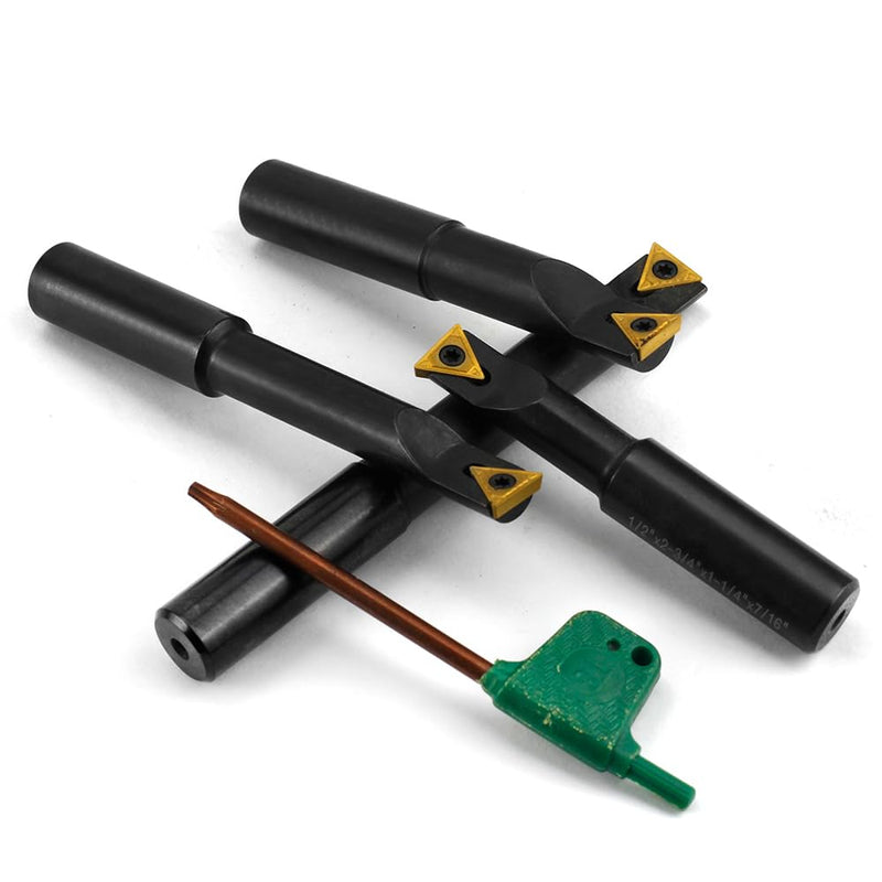 4 Pcs 1/2" Round Shank Indexable Boring Bar Set with TCMT21.51 TCMT110204 Indexable Carbide Inserts, 90 Degree