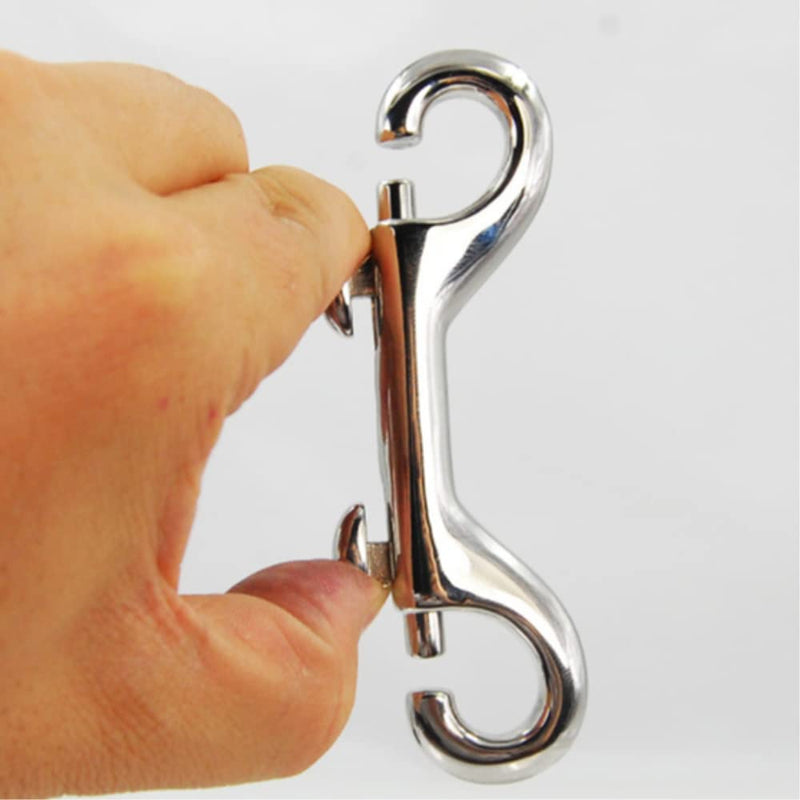 2 Pcs Double Ended Lead for Dogs, Bolt Snap Hooks Zinc Alloy Double End Clip Silver Diving Clip Trigger Snaps for Diving Dog Leash Key Chain Horse Tack Pet Feed Buckets