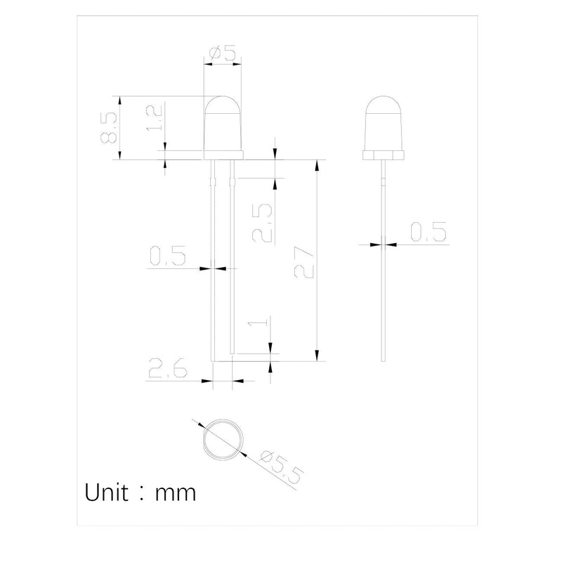 100pcs 5mm 395-400nm UV Ultraviolet LED Light Emitting Diode Clear Round Lens 29mm Long Lead (DC 3V) LEDs Lights +100pcs Resistors (for DC 6-12V) Included,Bright Bulb Lamps [B] 5mm Constant Light [11] Purple (Uv) / 100pcs