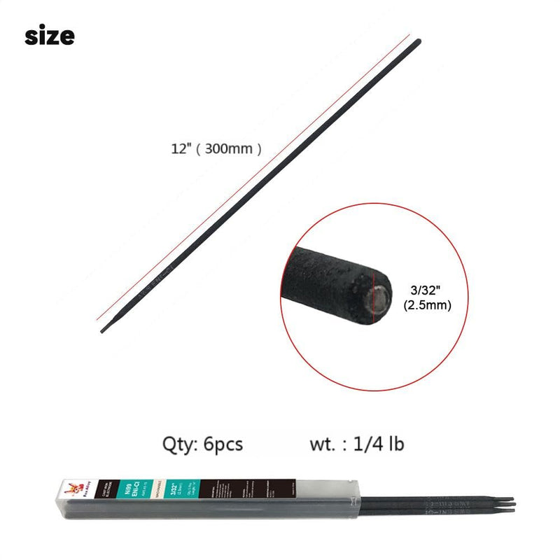 ENi-CI 99-Percent Nickle Cast Welding Electrode Rods 6pcs 12'' in length 3/32'' in diameter Pure Nickle Welding Stick (3/32'') 3/32'' 6PCS 1/4LB