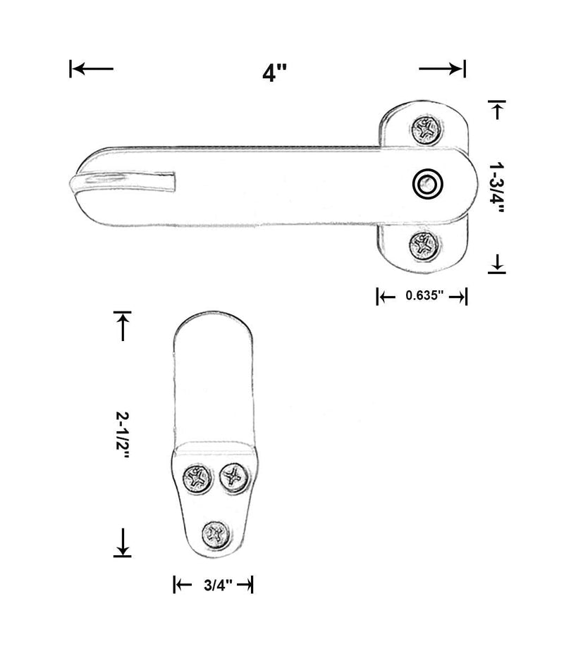 QCAA Solid Cast Brass Flip Latch Lock for Cabinet Door, 4", Vibrated Brass, 2 Pack, Made in Taiwan