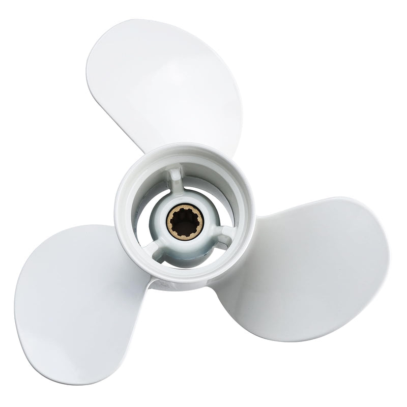 NovelBee 9 7/8X12-F Aluminum Propeller for Yamaha F20 F25 25HP 30HP Motor | 9-7/8X12 F Pro,Boat Propeller,Outboard Motor Propeller,Aluminum Alloy,3-Blade;10 Spline;RH