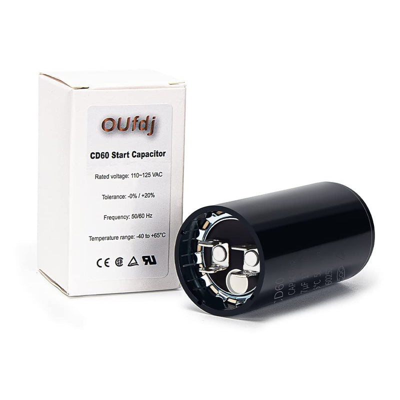 161-193 uf/MFD 110-125 VAC Round Start Capacitor ±20% 50/60 Hz CD60 Round Motor Well Pump Start Capacitor (161-193 uf/MFD) 161-193 uf/MFD