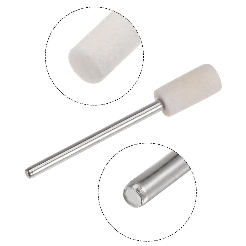 HARFINGTON 20pcs Wool Felt Mounted Mandrel Points 6mm Head 1/10 Inch Shank Cylinder Polishing Bits Burrs Felt Polishing Buffing Wheel for Rotary Tool 6mm x 12mm