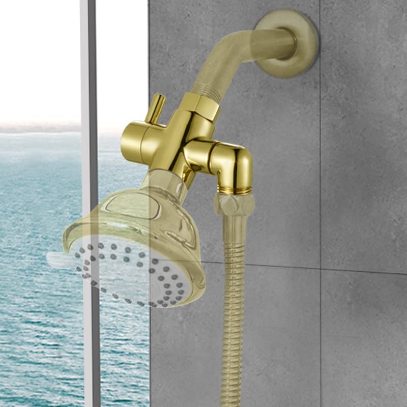 Brass Shower Diverter Valve for Handheld Shower Head and Fixed Spray Head G1/2 3 Way Universal Bathroom System Component Replacement Part, Polished Gold