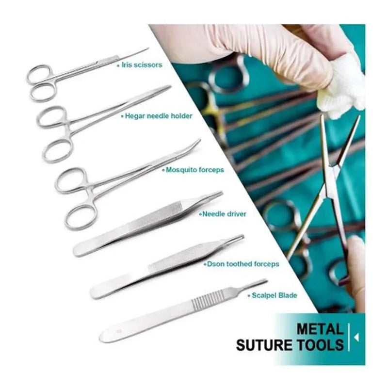 Medical Suture Practice Kit for Veterinary Student, Complete Suture Tool Set with Suture Practice Pad, Supplies for Veterinarians/Nursing Students, Includes Surgical Removal Practice