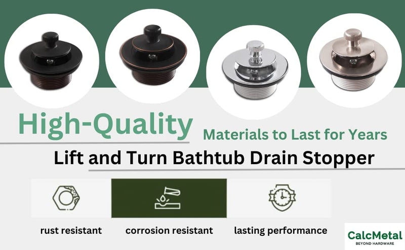 Lift and Turn Bathtub Drain Trim Kit,Two Hole Overflow Plate with Two Matching Screws, Easy to Install, Matte Black