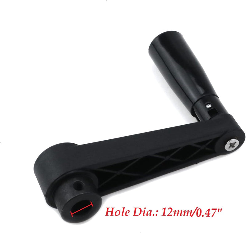 5-Inch Length Nylon Crank Handle Foldable Swivel Rocker Handle for Industrial Machine Tools or Other Equipments (Hole Diameter 12mm) 12mm Hole