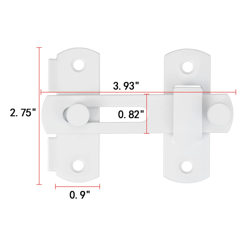 2 Packs Barn Door Latches，3.93” x 2.75” White Stainless Steel barn gate flip Door Latch Bi-fold Door Lock,Sliding Door Antique Lock Gate Latches Wine Cabinet Closet Door Latches，White Finish