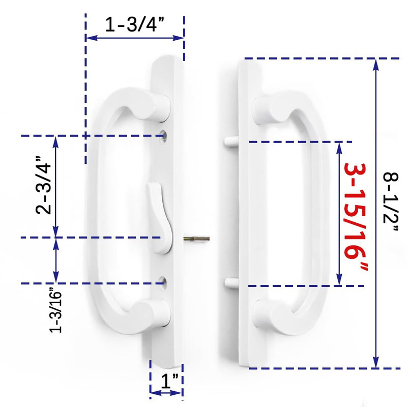 3-15/16" H.C., Sliding Patio Door Handle Set with Zinc Diecast, Offset Thumbturn, Fits Door Thickness from 1-3/8" to 2" (DCSM-2200) DCSM-2200