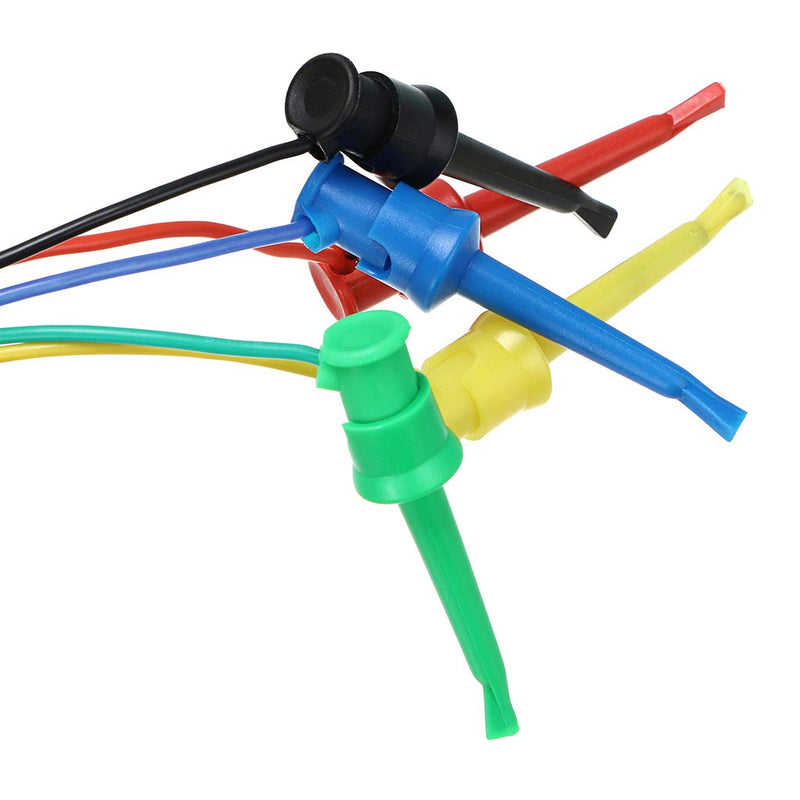 Sumnacon 10 Pcs Multimeter Electrical Test Dual Lead Test Hook Clips - 5 Colors 20 AWG Silicone Flexible Test Cables for Electronic, Component, Testing Connecting