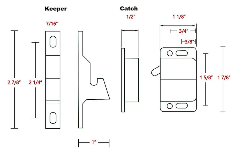 Set of 4 Premium Grabber Catches 10LB Pull Force RV Cabinet Door Latch - Baby Safety Locks for Camper, Trailer, Motor Home, Kitchen, Motorhomes, Boats, Drawer Latches - OEM Replacement- Push to Close