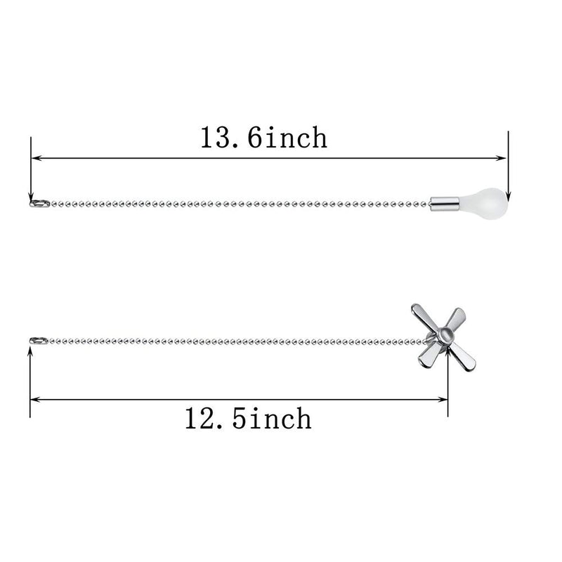 Ceiling Fan Pull Chain, 2pcs 3mm Diameter Beaded Ball , 13.6 Inches Fan Pulls Set with Connector（Nickel ） Nickel short