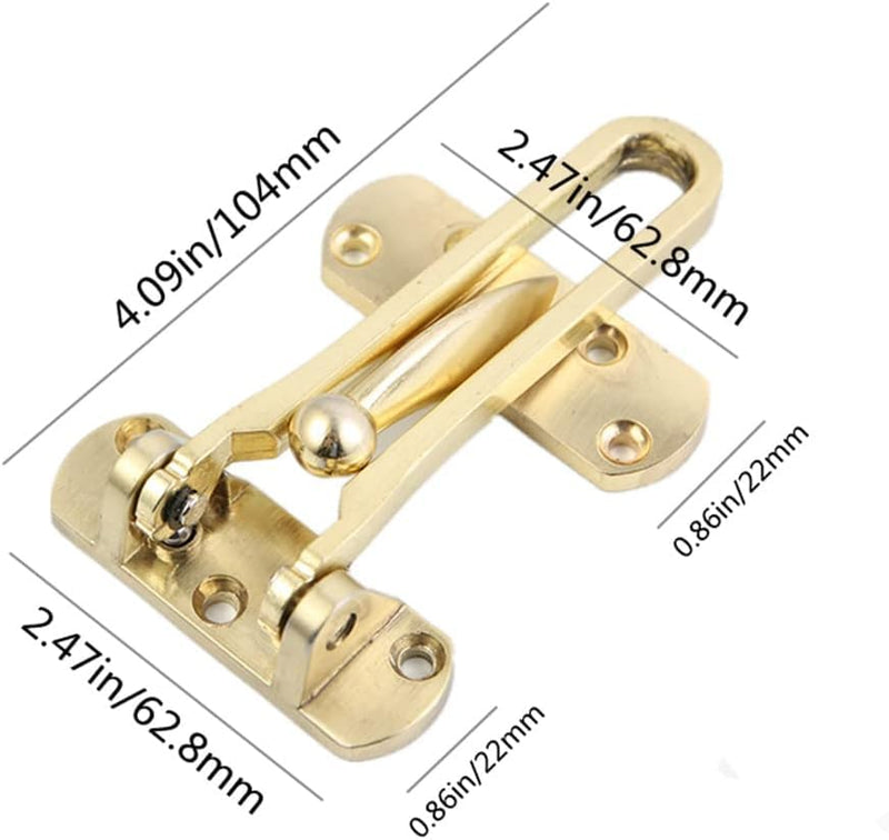 szhdxsy 4 Pcs Home Security Door Lock, Door Reinforcement Lock Swing Bar Lock， Front Door Locks for Kids, Home Reinforcement Lock for Swing-in Doors, Latch Guard Clasp,Solid Security loc, (Golden)