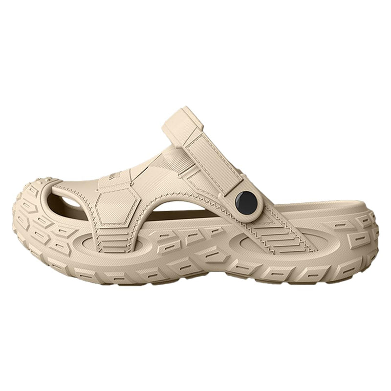 Harssidanzar Clogs Chef Shoes for Men Work Shoes for Garden Beach Sandals Slippers CM201US Khaki 9.5-10