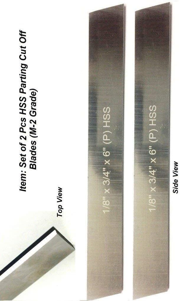 MachEl Set of 2 High-Speed Steel (HSS) Trapezoid Blades 1/8" x 3/4" (Wide) x 6" (Long) for Lathe Parting Cut-off Tools - Hardened, Ground, and Durable