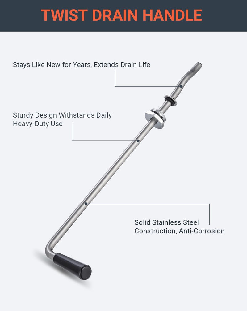 Twist Drain Handle for Commercial Sink, Twist Waste Valve Handle Assembly, Stainless Steel Twist Handle for 3 & 3.5 Inch Drains, Controls Drain Stopper, Replaces Old Handles Silver