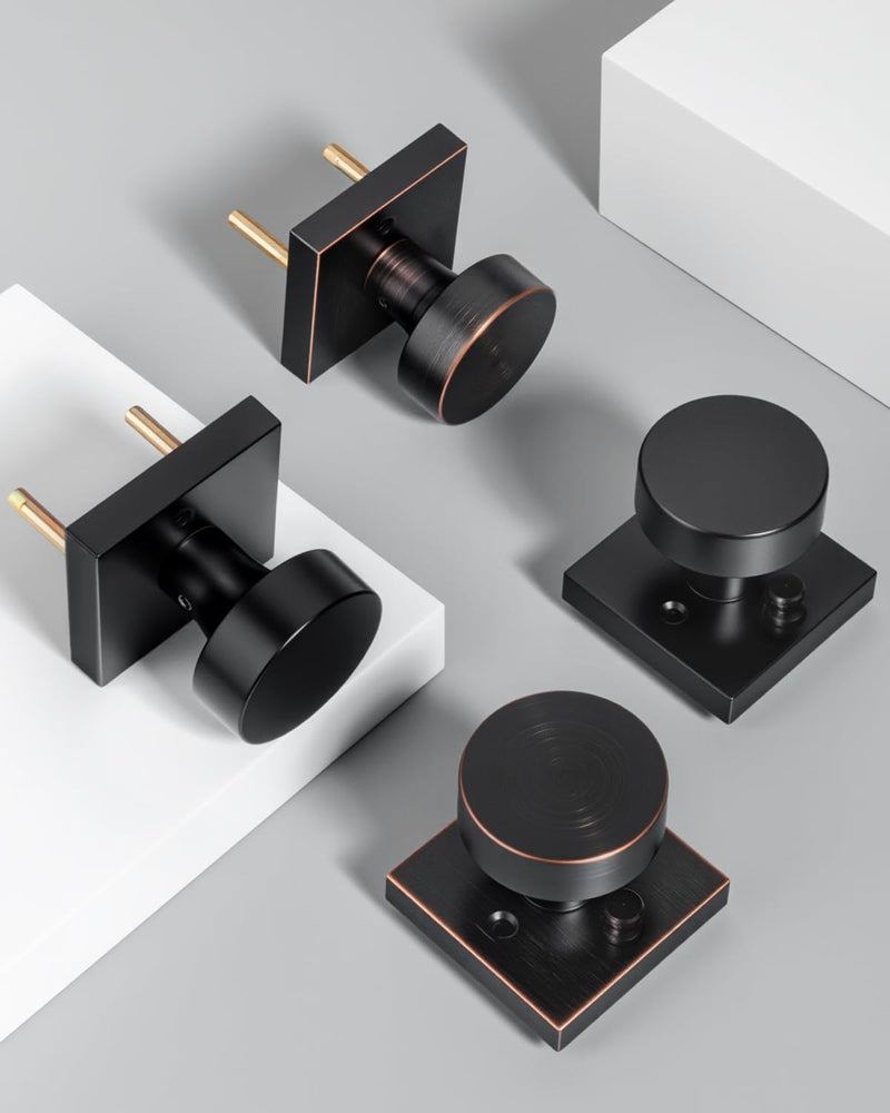Goldenwarm Matte Black Privacy Door Knob for Interior Doors, Zinc Alloy Black Door Knob Interior for Bedroom & Bathroom, Keyless Lock with Emergency Release, Adjustable & Reversible - 1 Pack