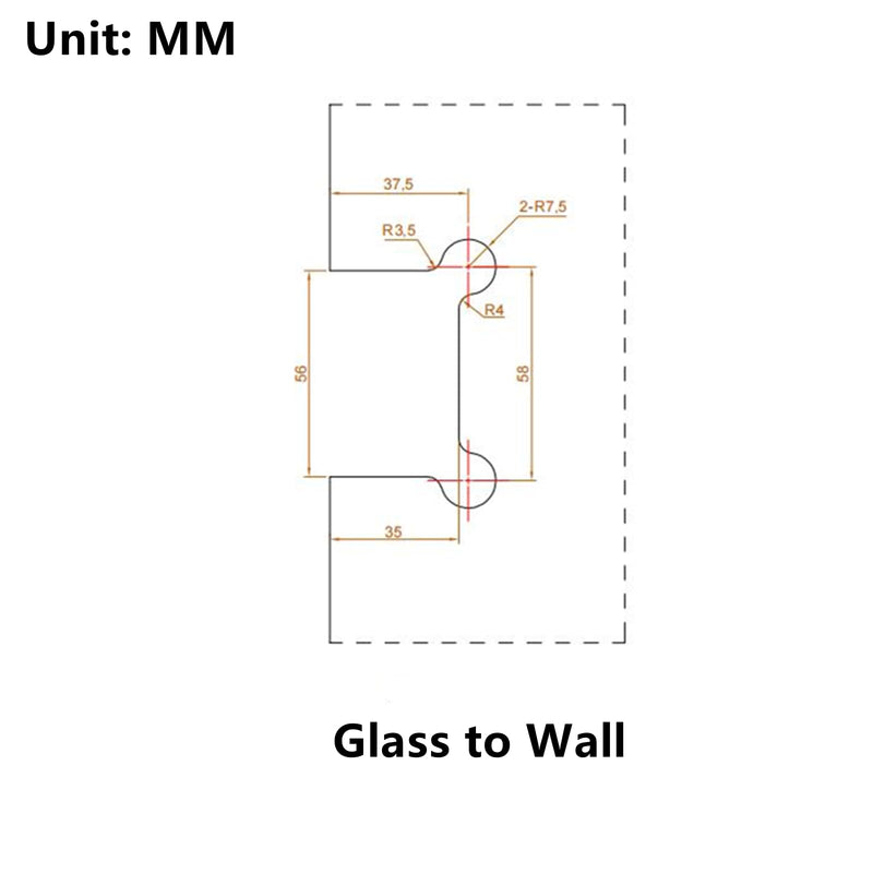 Ranbo 90 Degree Shower Glass Door Hinge, Polished Chrome, 1 Pack | solid 5mm-thick 304 stainless steel, wall to glass mount, for 5/16"-1/2" (8mm-12mm) thick frameless doors