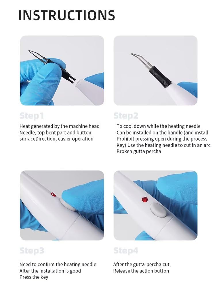 Lab Gutta Percha Points Cutter with 4 Tips Portable Obturation Endo Gutta Percha Cutter