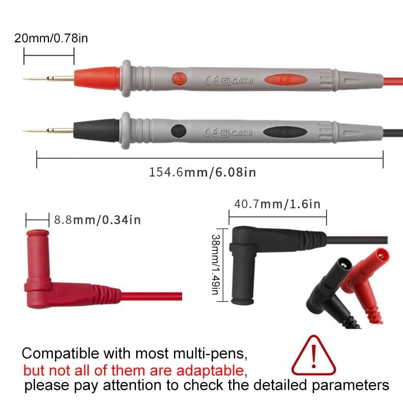 Test leads 1000V 20A Ultra-Sharp Gold-Plated Test Probe Lead for Multimeter Meter Test lead, 40.5 inch / 103 cm, multimeter test leads for Fluke/AstroAI/INNOVA/Klein Multimeter Electronic Clamp tester Red-1