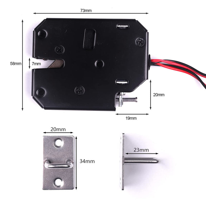 ATOPLEE Electronic Cabinet Lock, DC 12V 2A Power Control Door Lock for Cabinet Drawer Pantry Locker (73X 58 X 13mm) 73X 58 X 13mm, K01