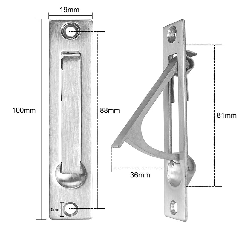 Pocket Door Edge Pull Sliver Brushed Nickel - Hidden Edge Handles Hardware for Easy Access,Stylish Pocket Door Pull,Ideal Pocket Door Hardware Solution 3 Pack
