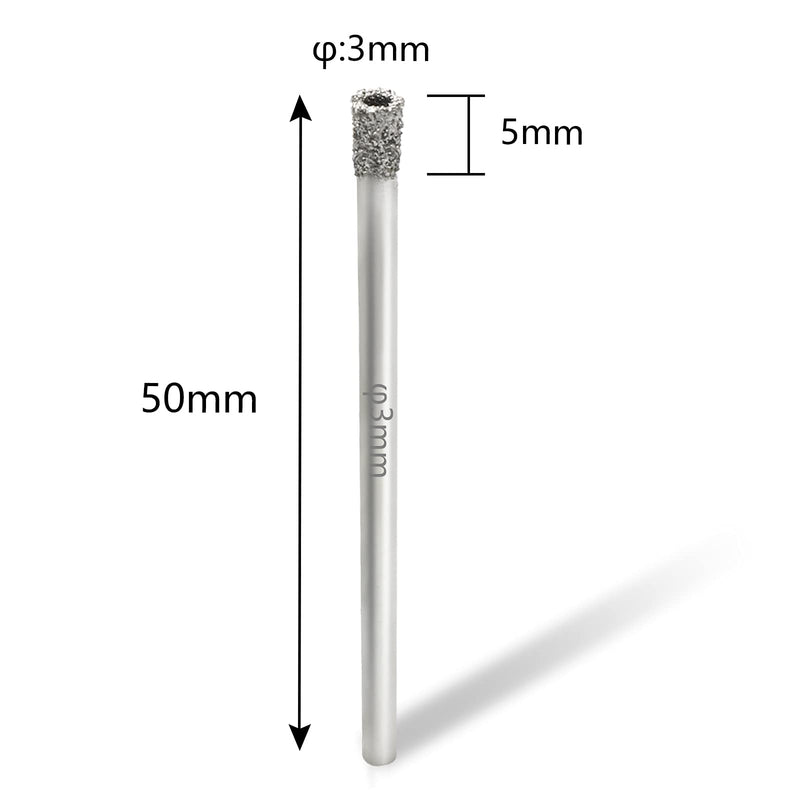 1/8" / 3mm Diamond Hole Saw Drill Bits, Glass Hole Saw Tile Hole Saw Suitable for Ceramic Glass Tile Porcelain Marble - Pack of 15 3mm | 1/8"