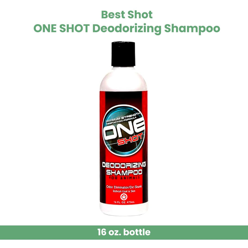 Best Shot One Shot Deodorizing Shampoo, Coat and Skincare Product for Dogs, Cats, and Horses, Eliminates Foul Odors, De-Skunk, Ready-to-Use, 16 Oz. - PawsPlanet Australia