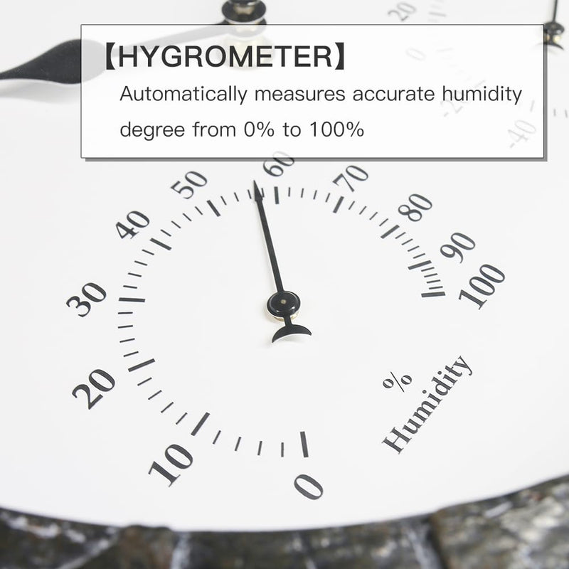 BESTIME CC-941 14-Inch Plastic Clock Slate Grain Color.Thermometer,Hygrometer.Indoor,Outdoor,Weatherproof,Weather Resistant,Ideal,Garden,Farmhouse.