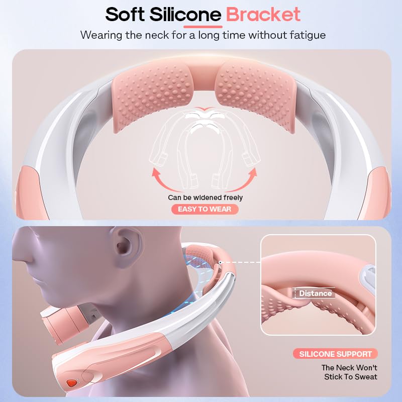 Portable Neck Fan for Girl: No Hair Twisting, Lightweight Personal Fan with 6000mAh Battery Air Volume, 6 Speeds - Rechargeable Wearable Air Conditioner for Girlfriend, Sister (Pink) Pink