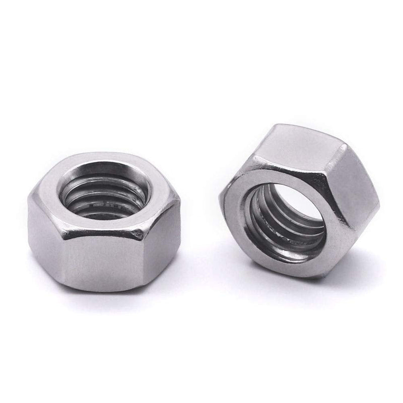 5/16-18 Stainless Steel Finished Hex Nut, 304 Stainless Steel 18-8 Hexagon Nut, Bright Finish, Full Thread, ASME B18.2.2, 25 Pcs 5/16"-18