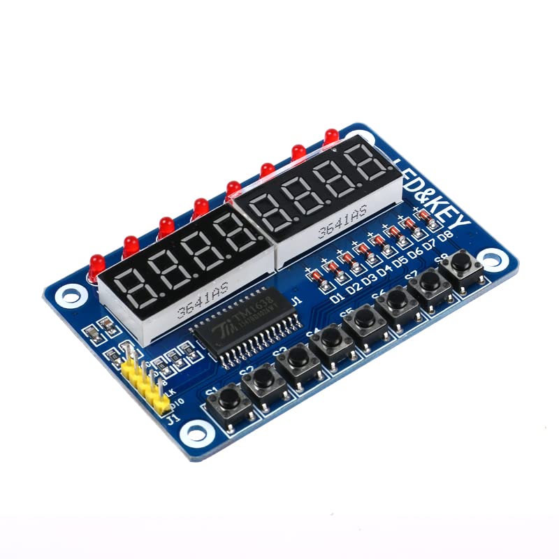 2Pcs TM1638 Display Module 8 Bit LED Digital Tube 8 Bit Digital Led Key Display Module LED Display Module Microcontroller Display Module with Keys Electronic Module for Ardiuno