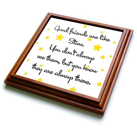 3dRose Good Friends Are Like Stars Trivet with Ceramic Tile, 8 by 8", Brown