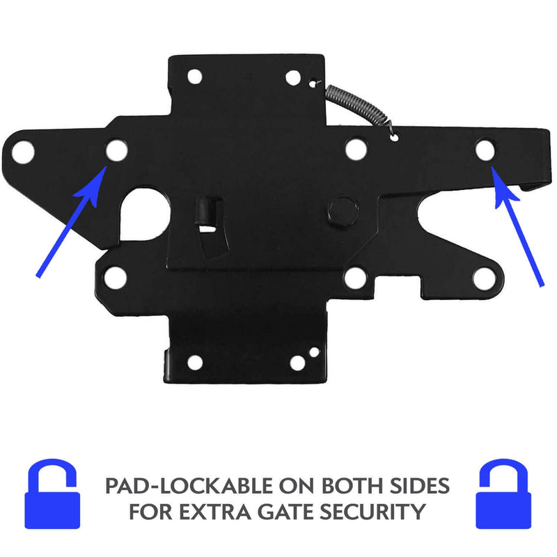 Jake Sales - Stainless Steel Gate Latch Black (for Vinyl, Wood, PVC etc Fencing) Fence Gate Latch w/Mount Hardware - Gate Latches has a 90 Degree Bracket for a Positive Latch to Gate Connection Black Ext SS Each