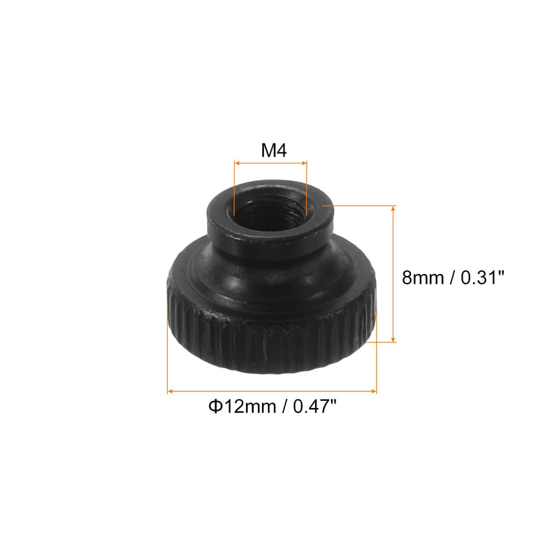 uxcell Knurled Thumb Nuts, 12Pcs M4 Carbon Steel Nut High Head Through Hole for 3D Printer Part, Black 12