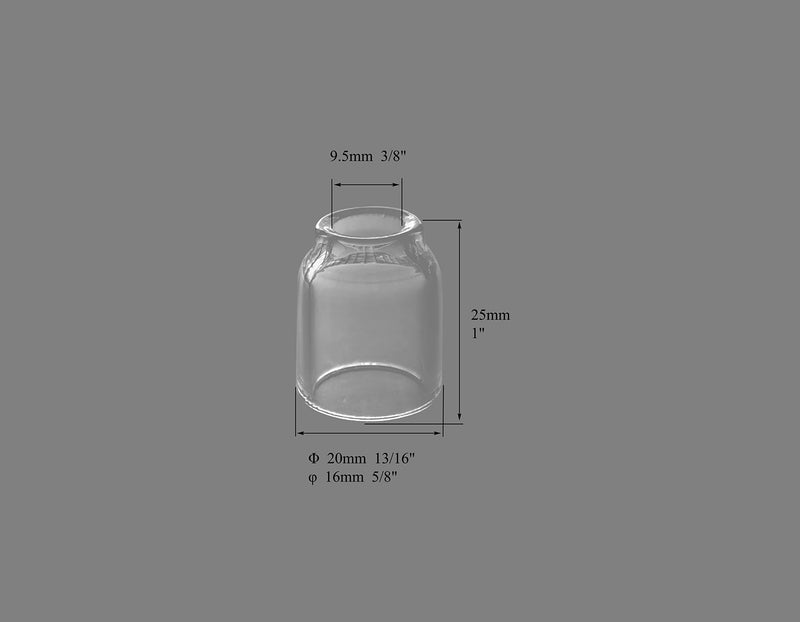 RIVERWELD TIG Glass Cups Clear Quartz Nozzle 53N58 4# 1/4", 53N59 5# 5/16", 53N60 6# 3/8", 53N61 7# 7/16" 11.0mm, 53N61S 8# 1/2" 12.5mm for SR WP 9 17 18 20 25 26 TIG Welding Torch 5pcs